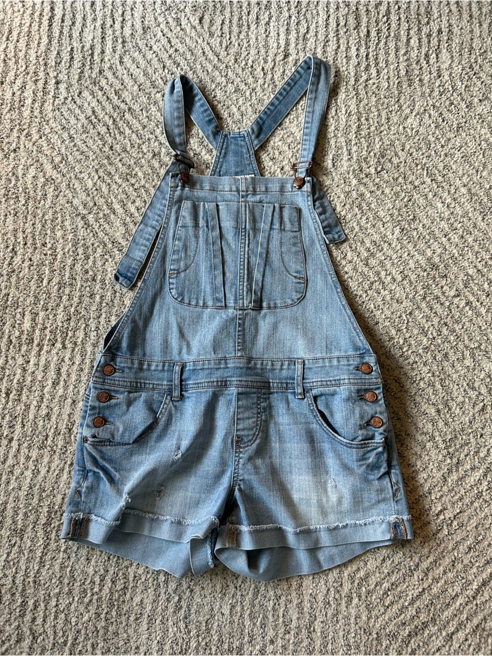 American Rag Light Blue Denim Short Overalls